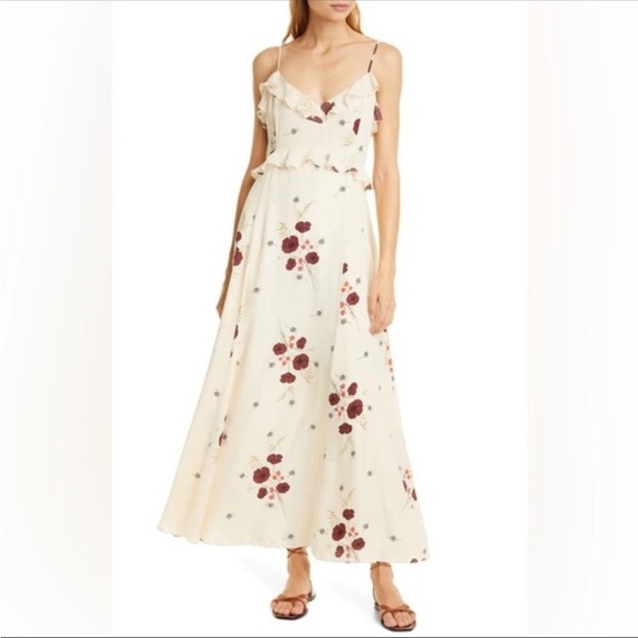 Joie Cassiel Floral Ruffle Maxi Dress Size 0 - Picture 6 of 6